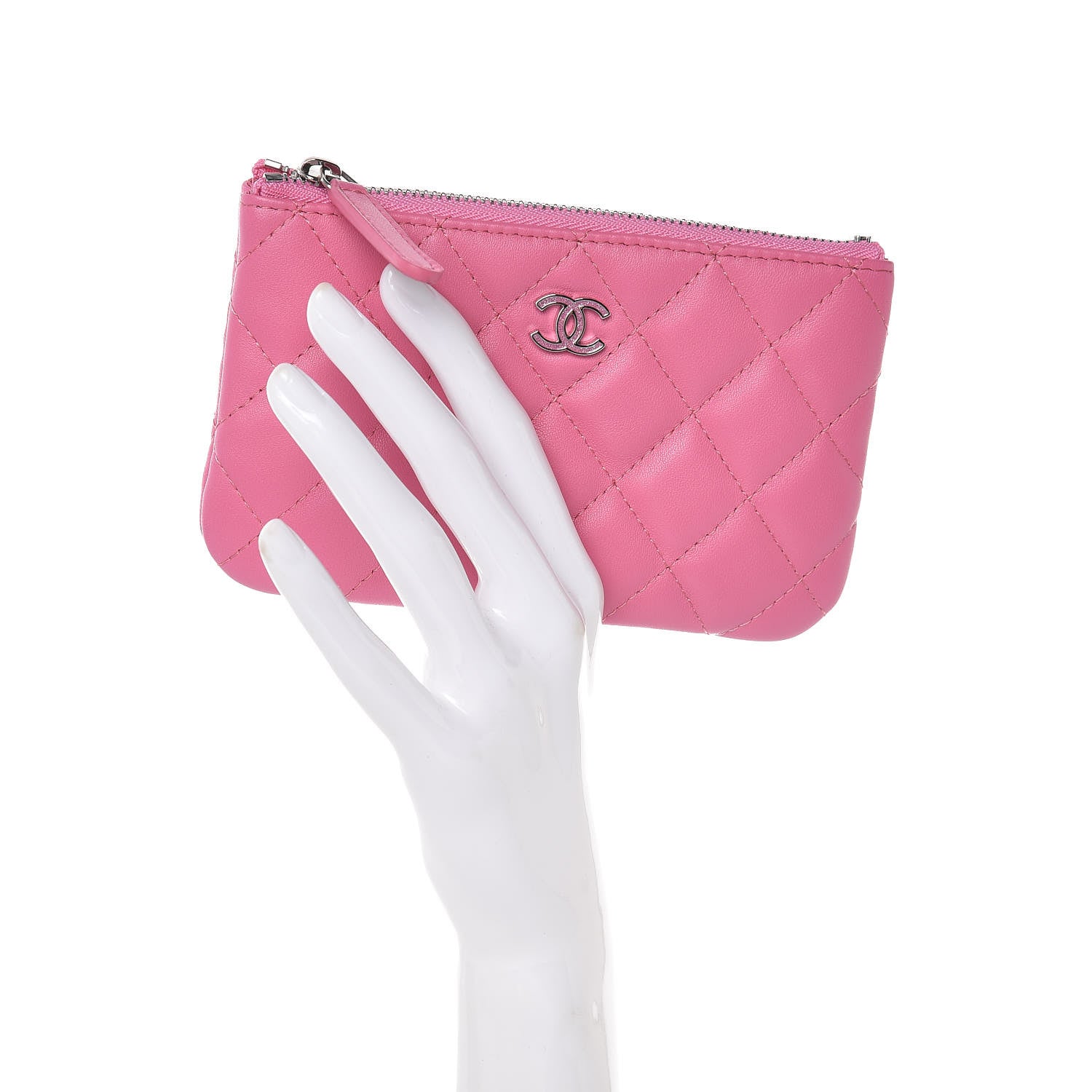 Chanel Lambskin Quilted Small Cosmetic Case Pink 2 of 8