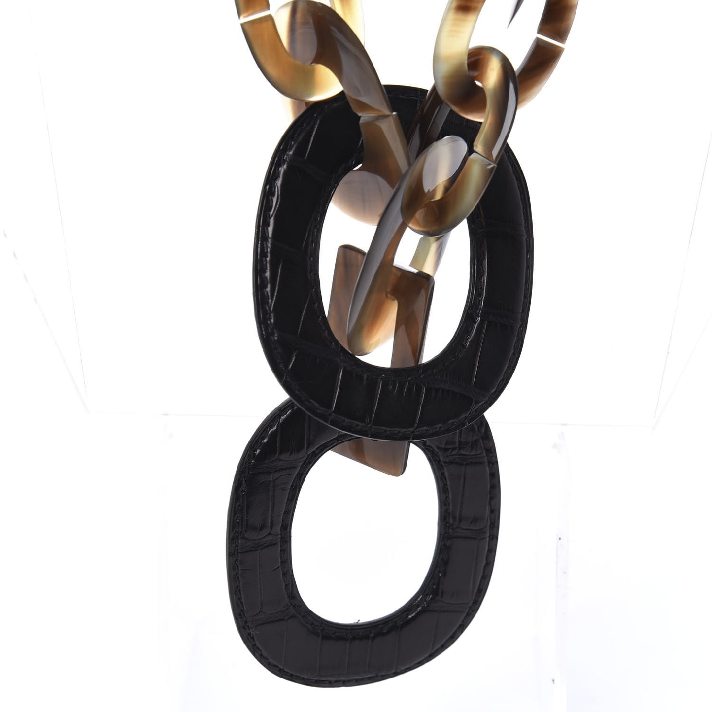 Buffalo Horn Alligator Isidore Necklace Black