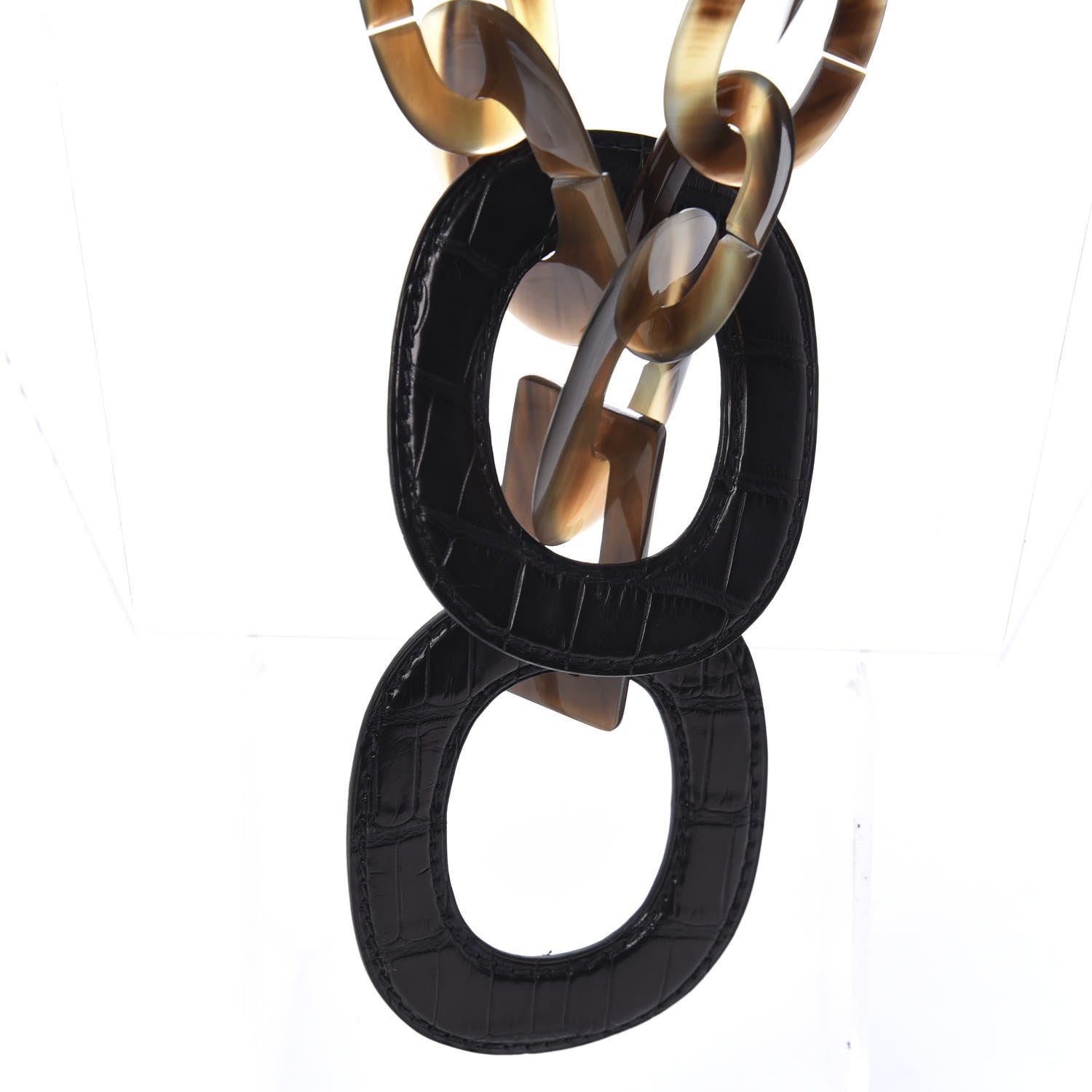 Hermes Buffalo Horn Alligator Isidore Necklace Black 5 of 8