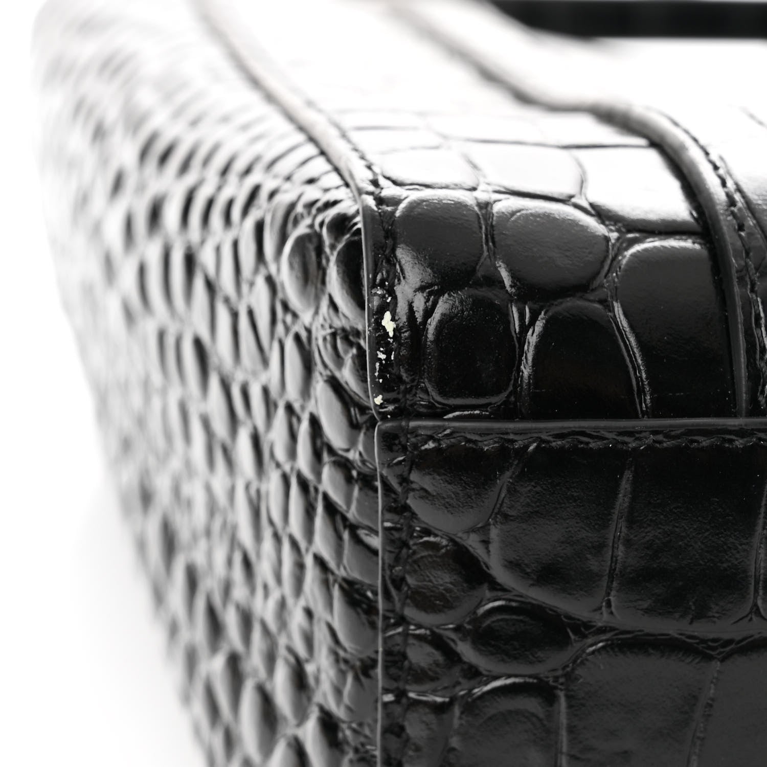 Balenciaga Shiny Calfskin Logo Crocodile Embossed XXS Everyday Tote Black 11 of 14