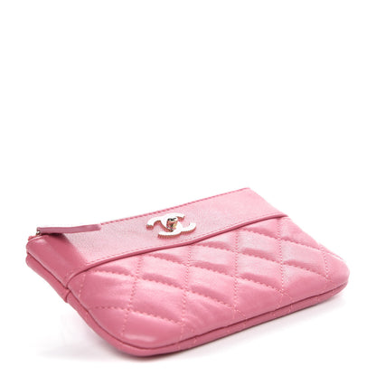 Chanel Sheepskin Quilted Small Vintage Mademoiselle Cosmetic Case Pink 4 of 8