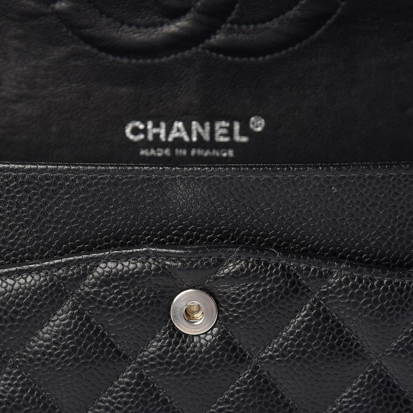 Caviar Quilted Medium Double Flap Black