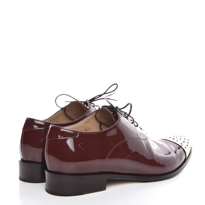 Valentino Garavani Patent Studded Cap Toe Lace Up Oxfords 36.5 Prune 4 of 13