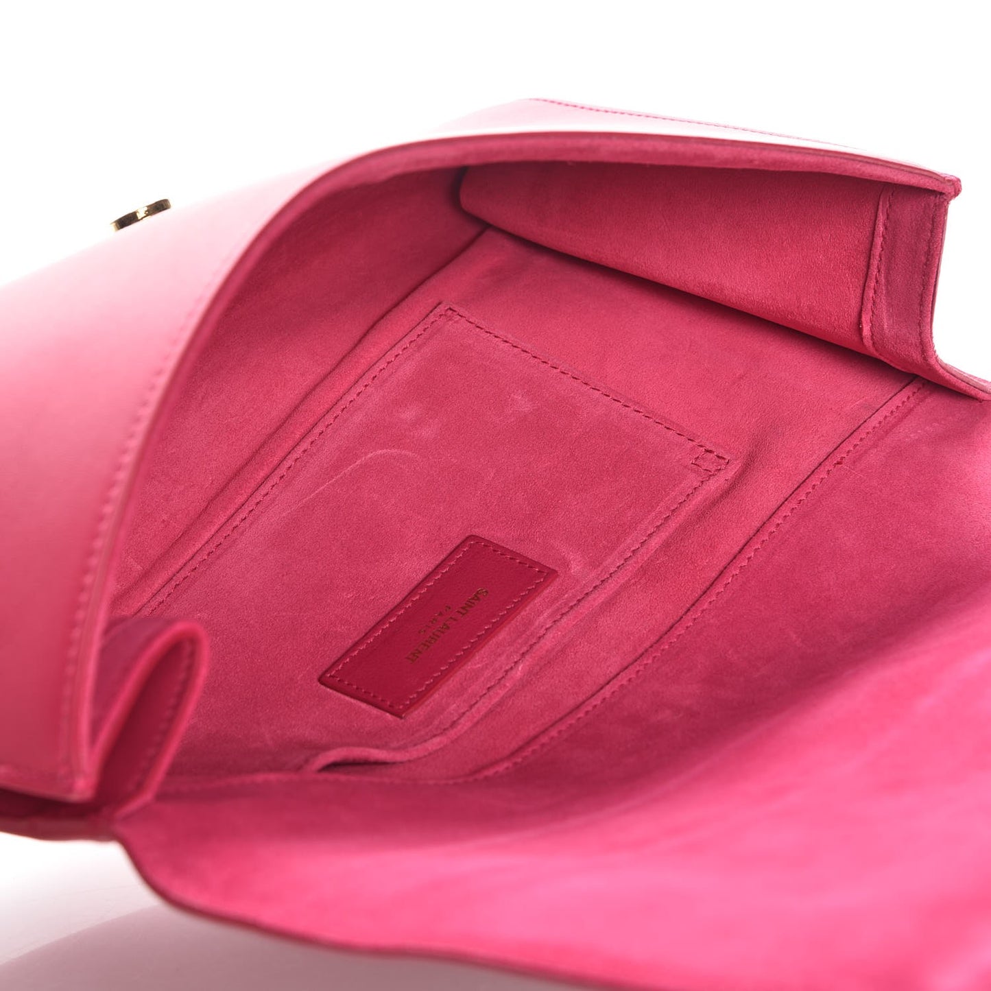 Calfskin Classic Y Ligne Clutch Fuchsia