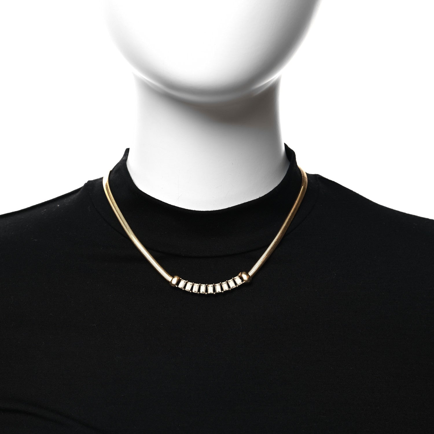Christian Dior Crystal Baguette Necklace Gold 2 of 5