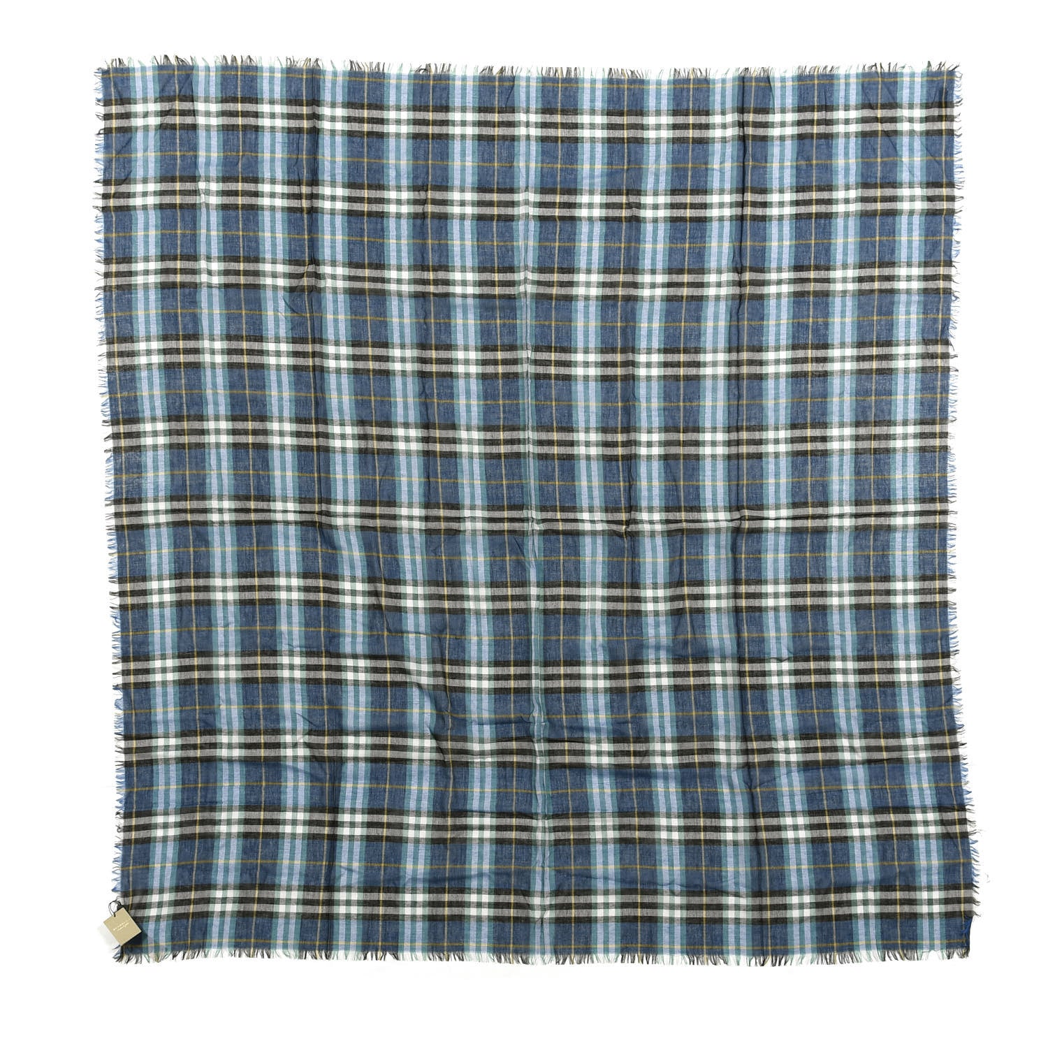 Burberry Modal Wool Castleford Check Lightweight Scarf Cyan Blue 1 of 3