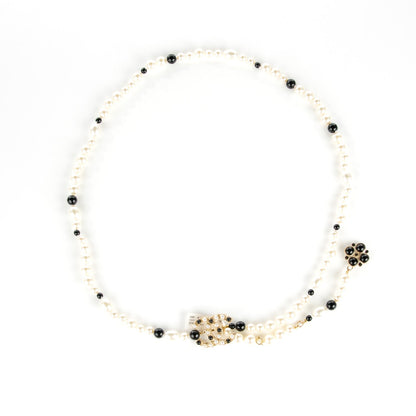 Chanel Pearl Beaded Crystal CC Belt 90 White Gold 3 of 6