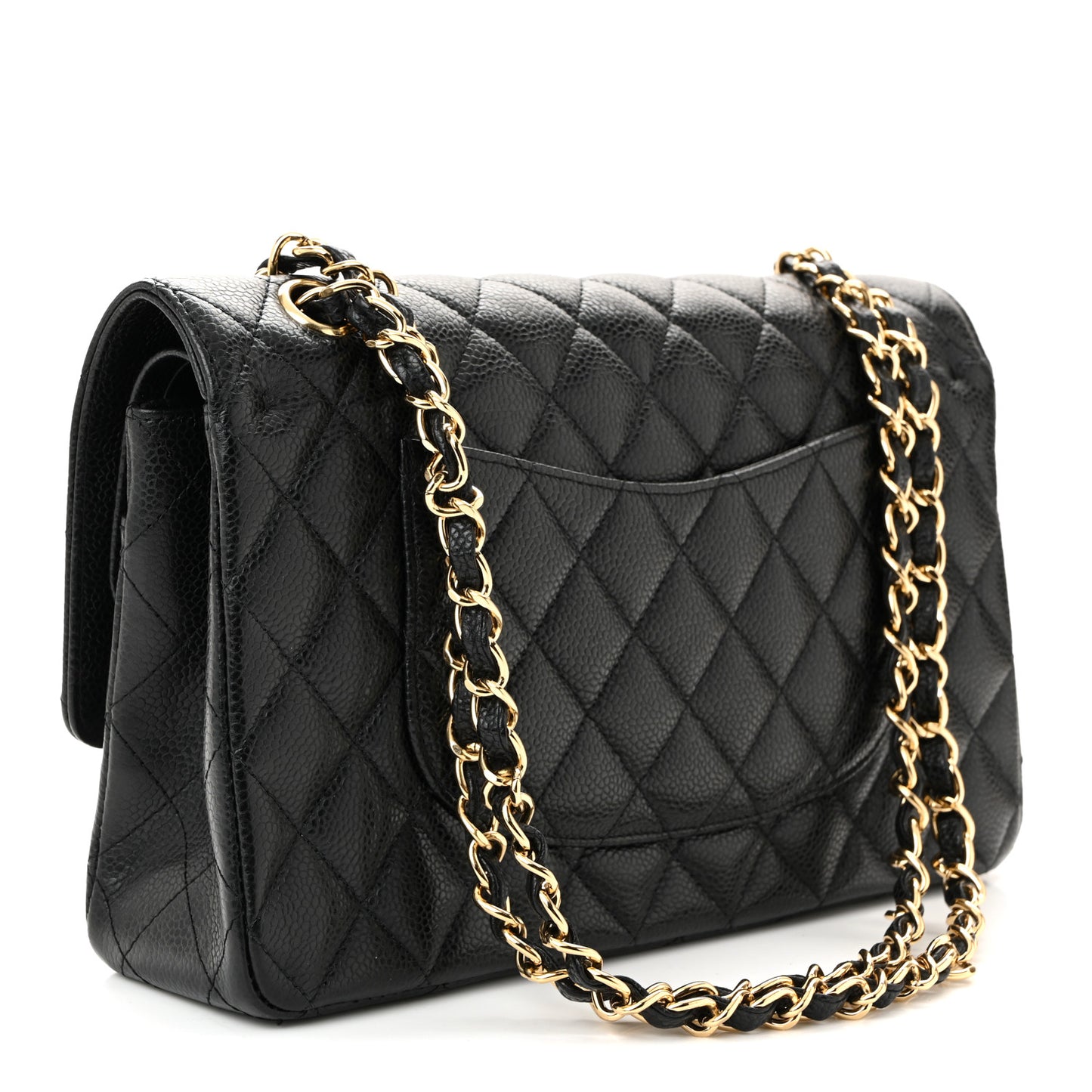 Caviar Quilted Medium Double Flap Black