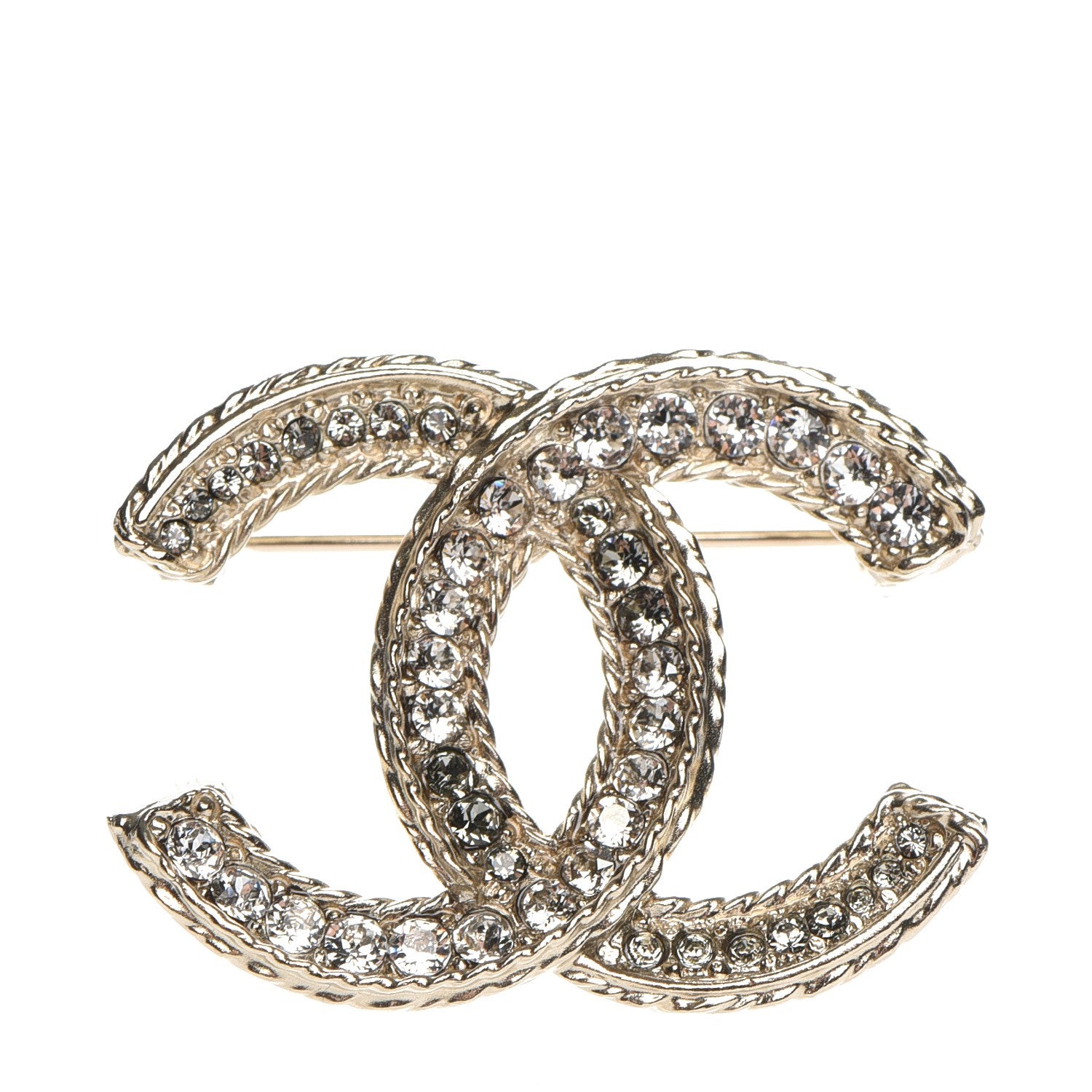 Chanel Crystal CC Brooch Light Gold 1 of 5