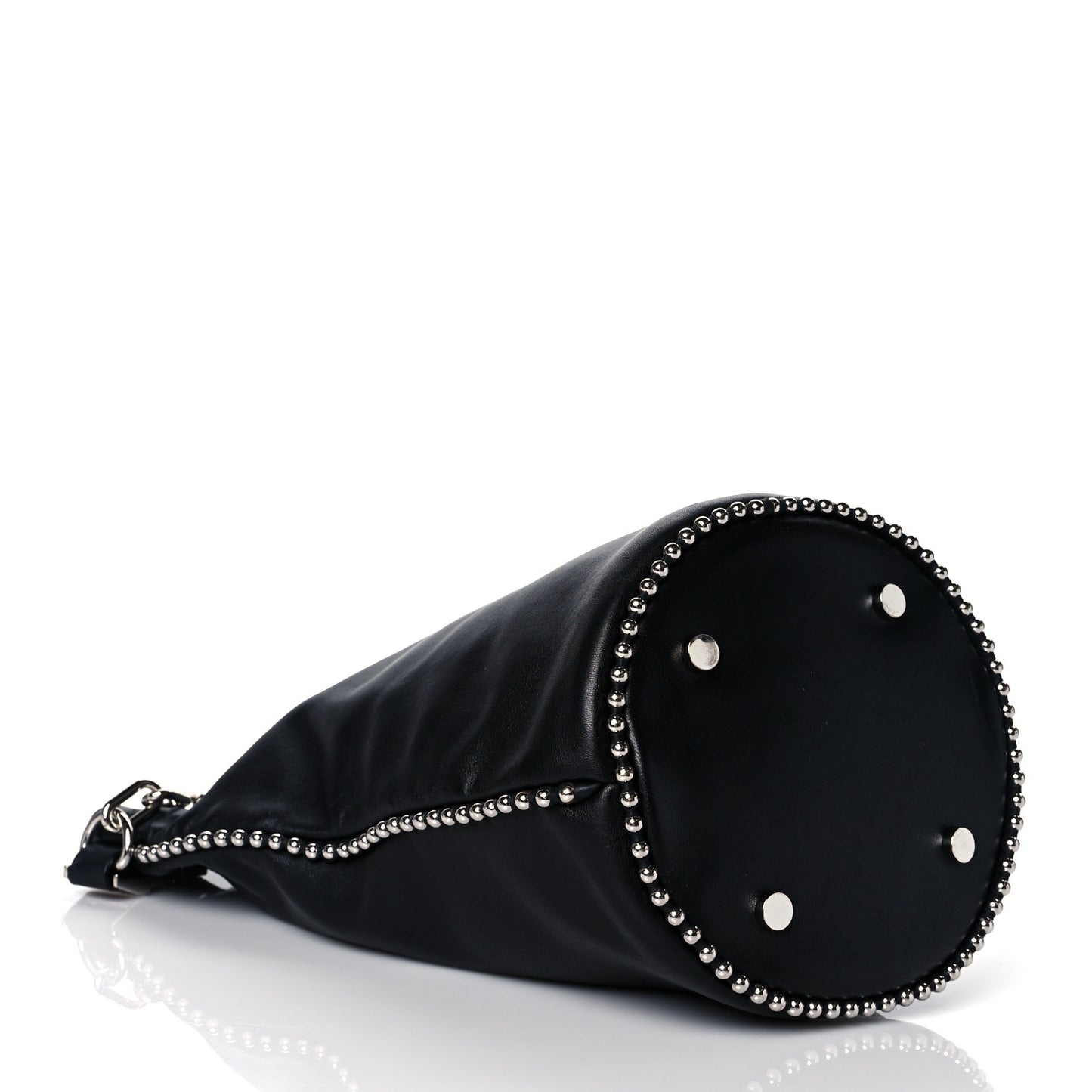 Smooth Calfskin Studded Roxy Bucket Bag Black