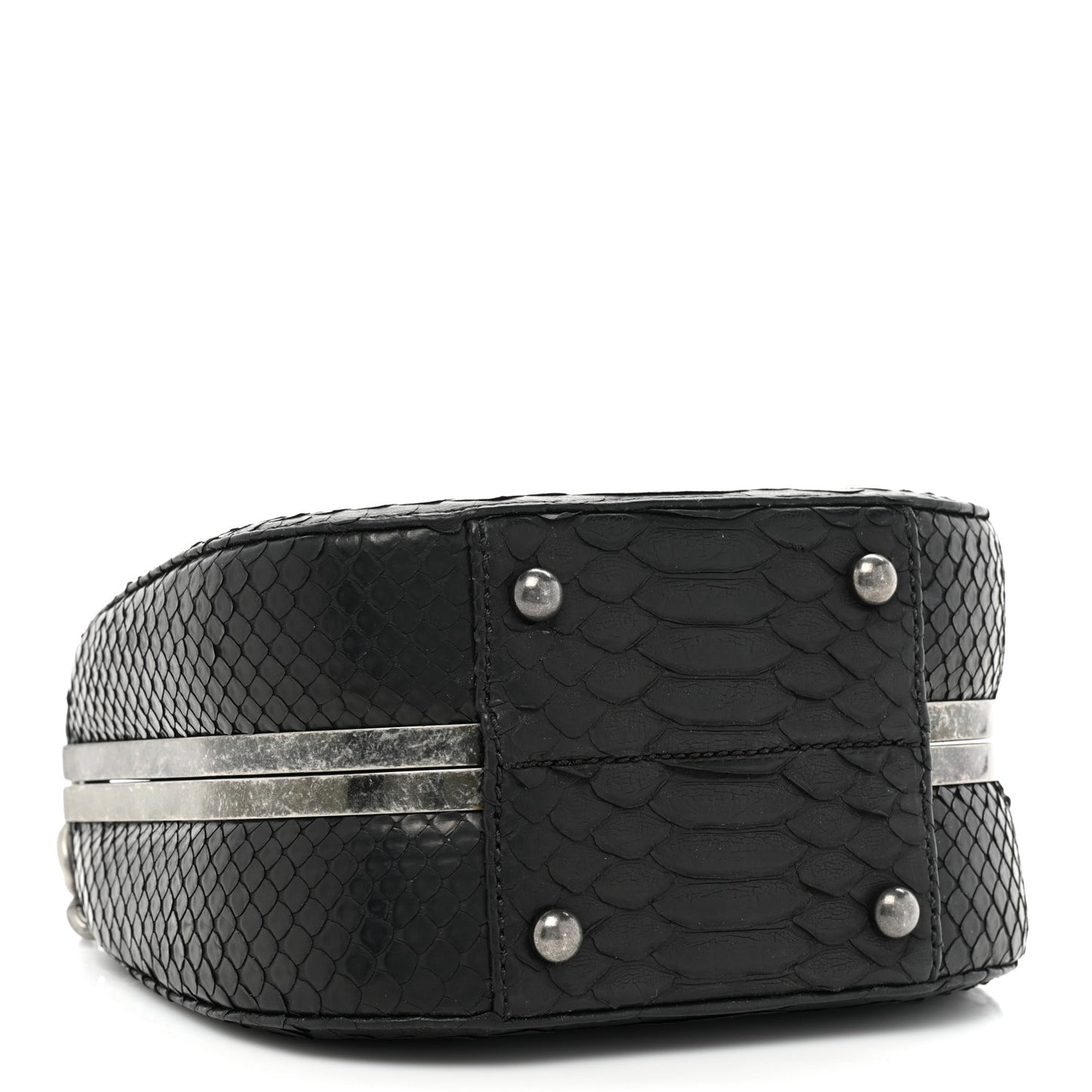 Snakeskin Box Kisslock Crosssbody Black