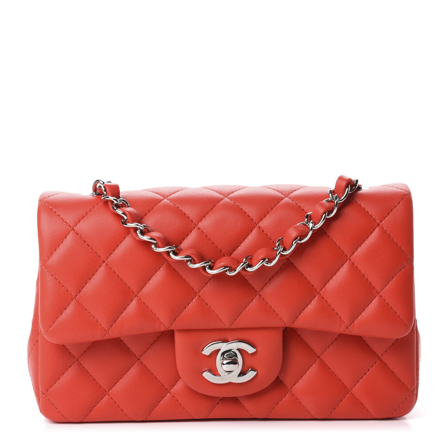 Chanel Lambskin Quilted Mini Rectangular Flap Red 1 of 11