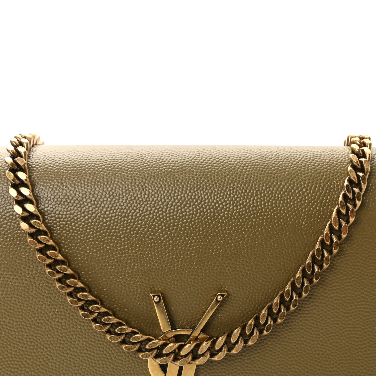 Saint Laurent Grain De Poudre Medium Monogram Kate Satchel Hazel Green 7 of 9