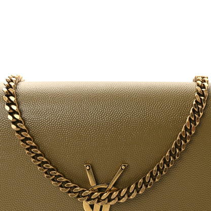 Saint Laurent Grain De Poudre Medium Monogram Kate Satchel Hazel Green 7 of 9