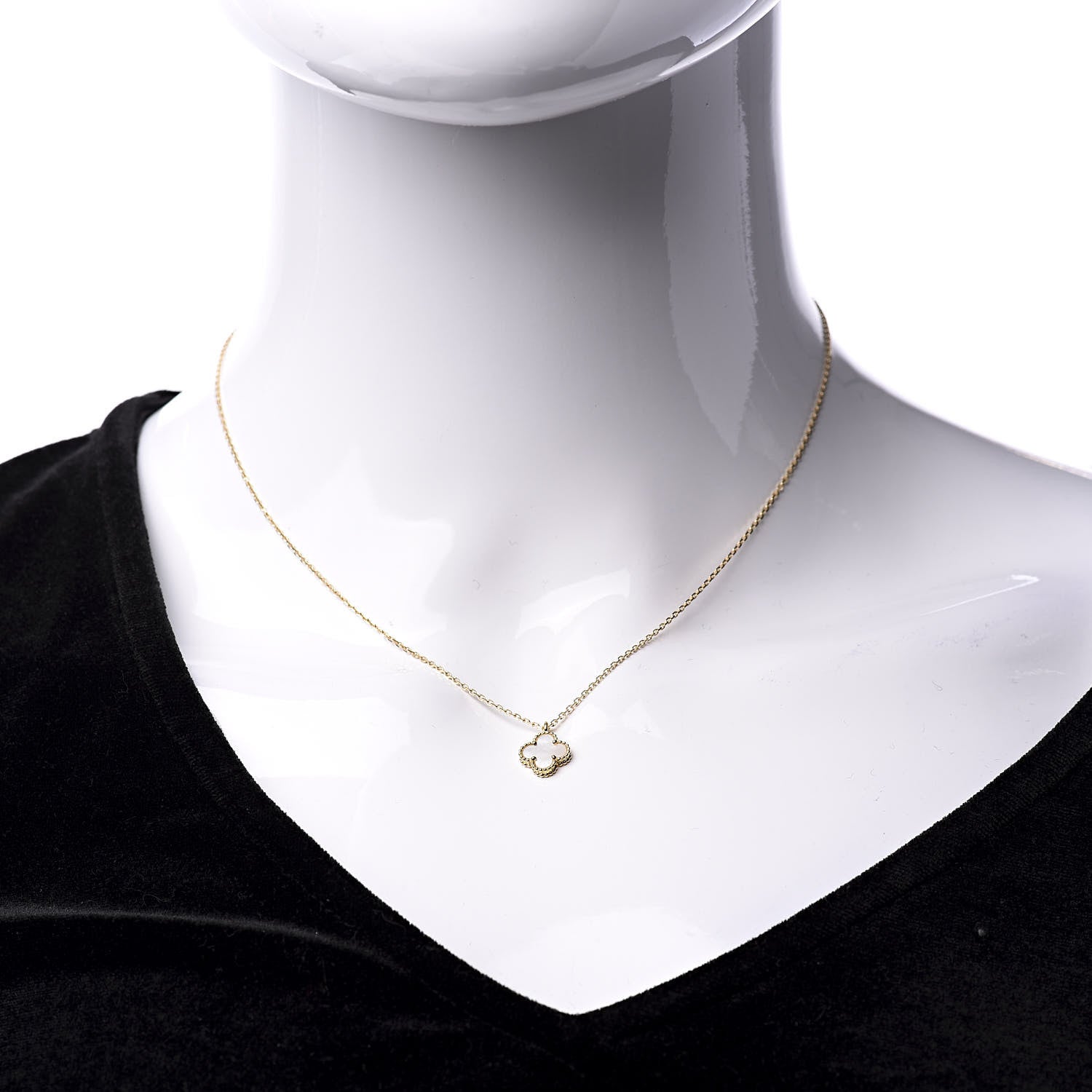 Van Cleef & Arpels 18K Yellow Gold Mother of Pearl Sweet Alhambra Pendant Necklace 2 of 7