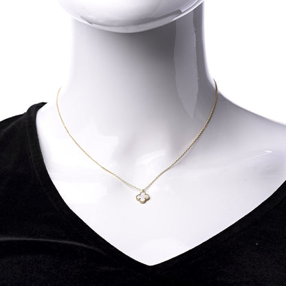 Van Cleef & Arpels 18K Yellow Gold Mother of Pearl Sweet Alhambra Pendant Necklace 2 of 7