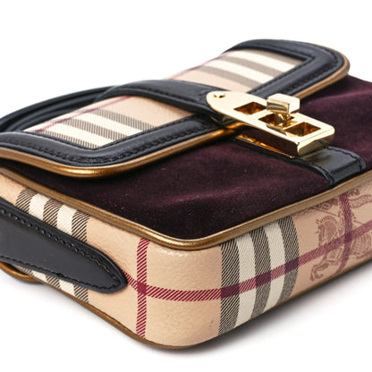 Burberry Haymarket Check Suede Mini Berkeley Crossbody Burgundy 10 of 11