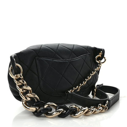 Chanel Lambskin Quilted Resin Bi-Color Waist Bag Fanny Pack Black 3 of 9