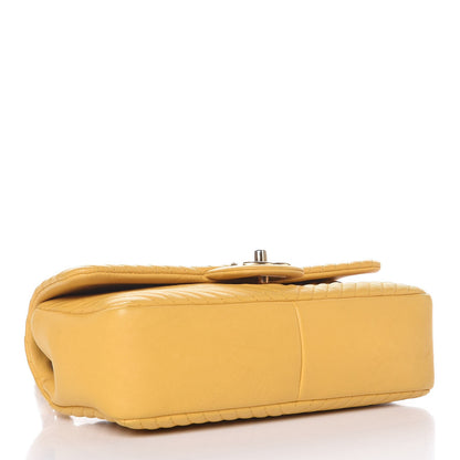 Chanel Calfskin Chevron Quilted Small Surpique Flap Yellow 5 of 11