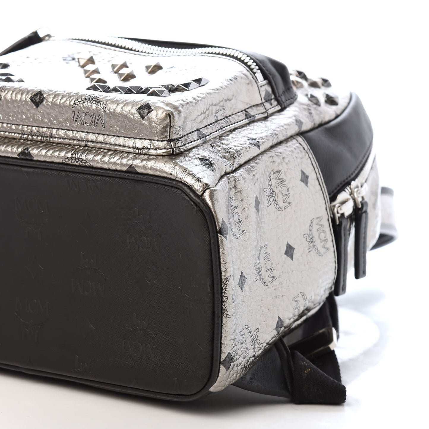 Metallic Visetos Studded Small Stark M Backpack Silver