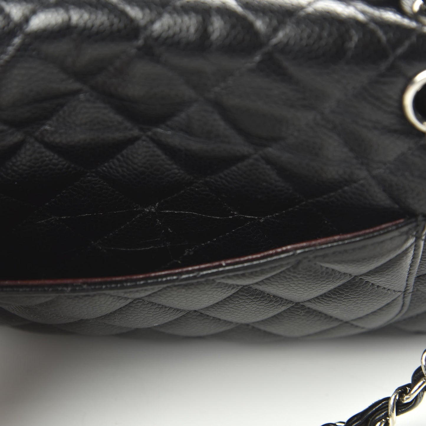 Caviar Quilted Medium Double Flap Black