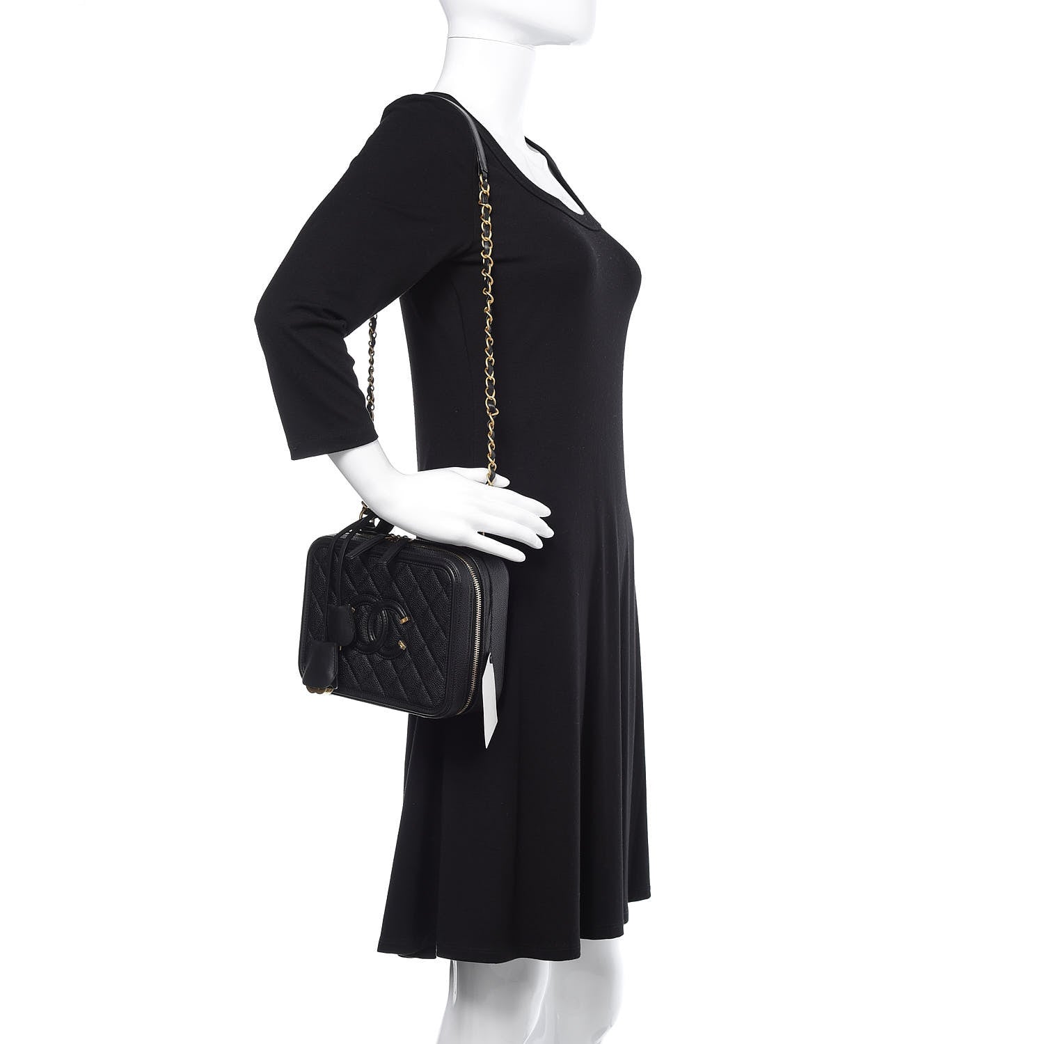Chanel Caviar Quilted Medium CC Filigree Vanity Case Black 2 of 13