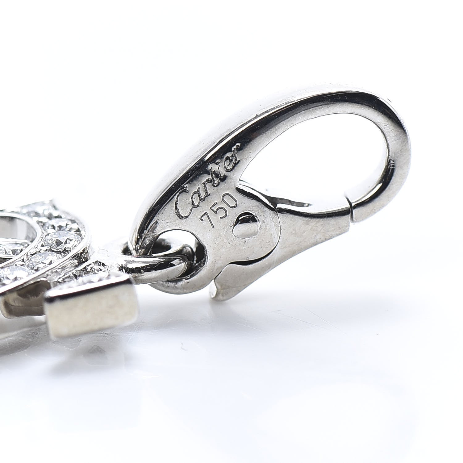 Cartier 18K White Gold Diamond Logo Charm 3 of 4