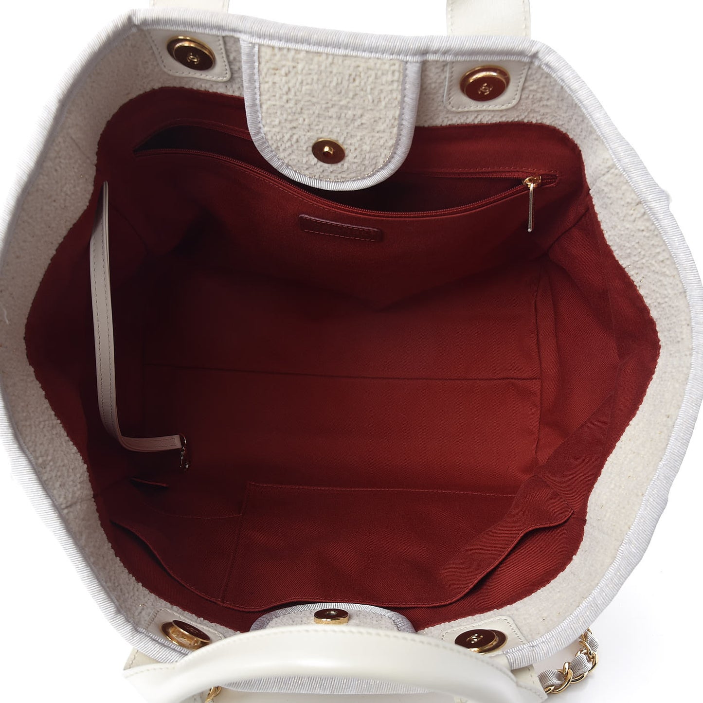 Lurex Boucle Medium Deauville Tote White