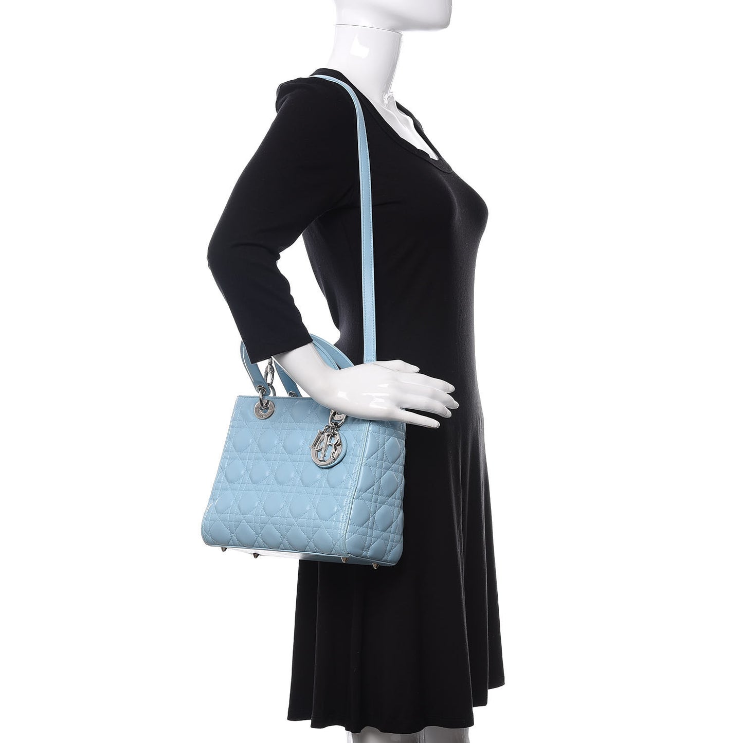Lambskin Cannage Medium Lady Dior Light Blue