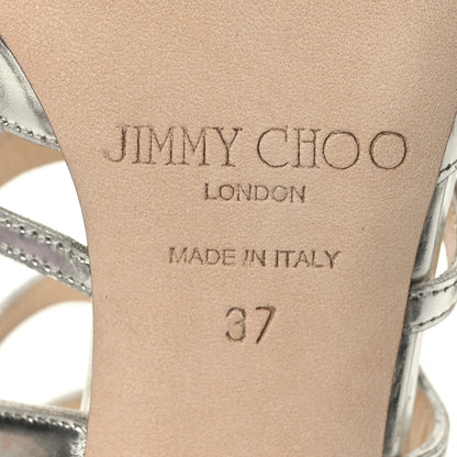 Jimmy Choo Mirror Calfskin Ren 85 Sandals 37 Silver 6 of 7