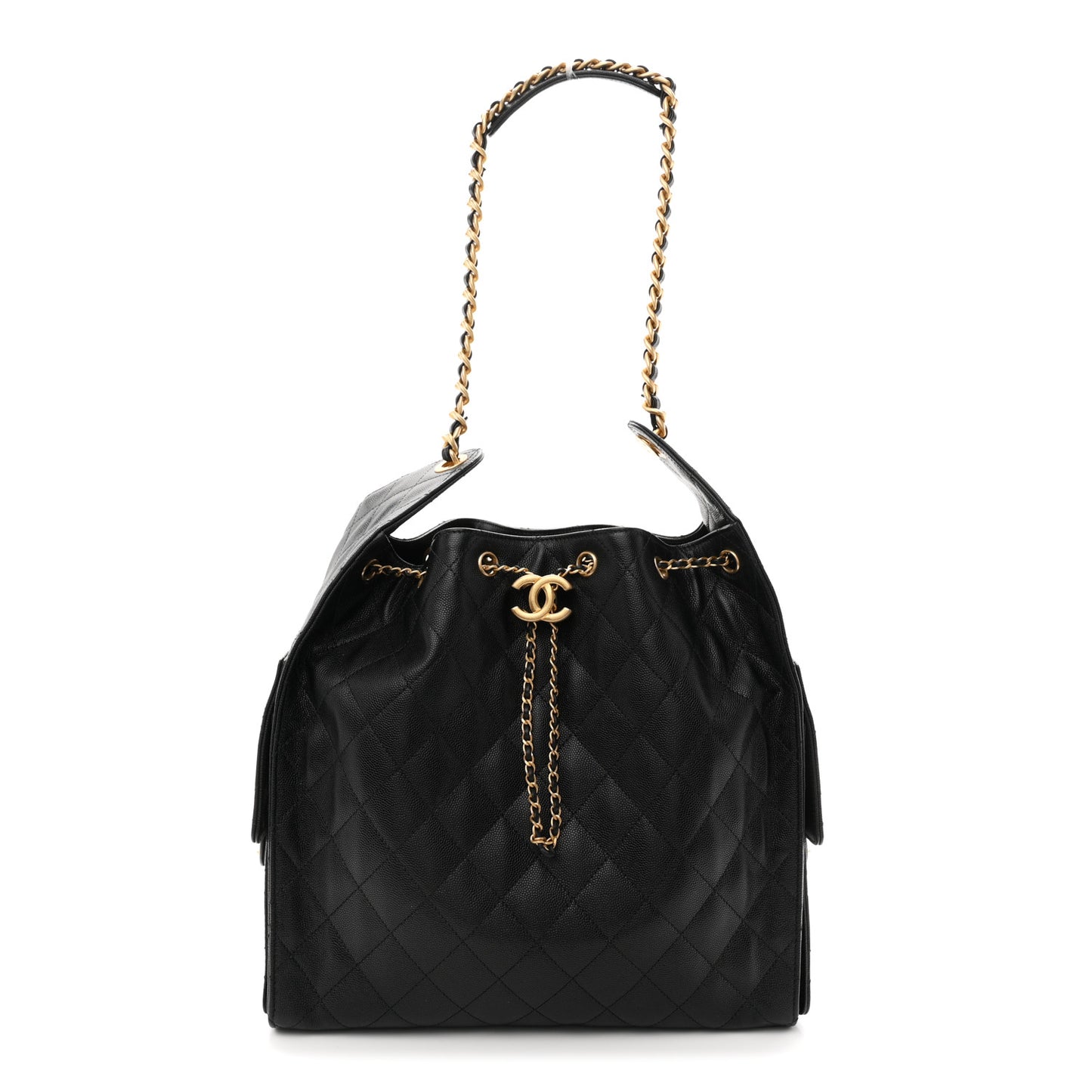 Caviar Quilted Medium Chanel 25 Handbag Black
