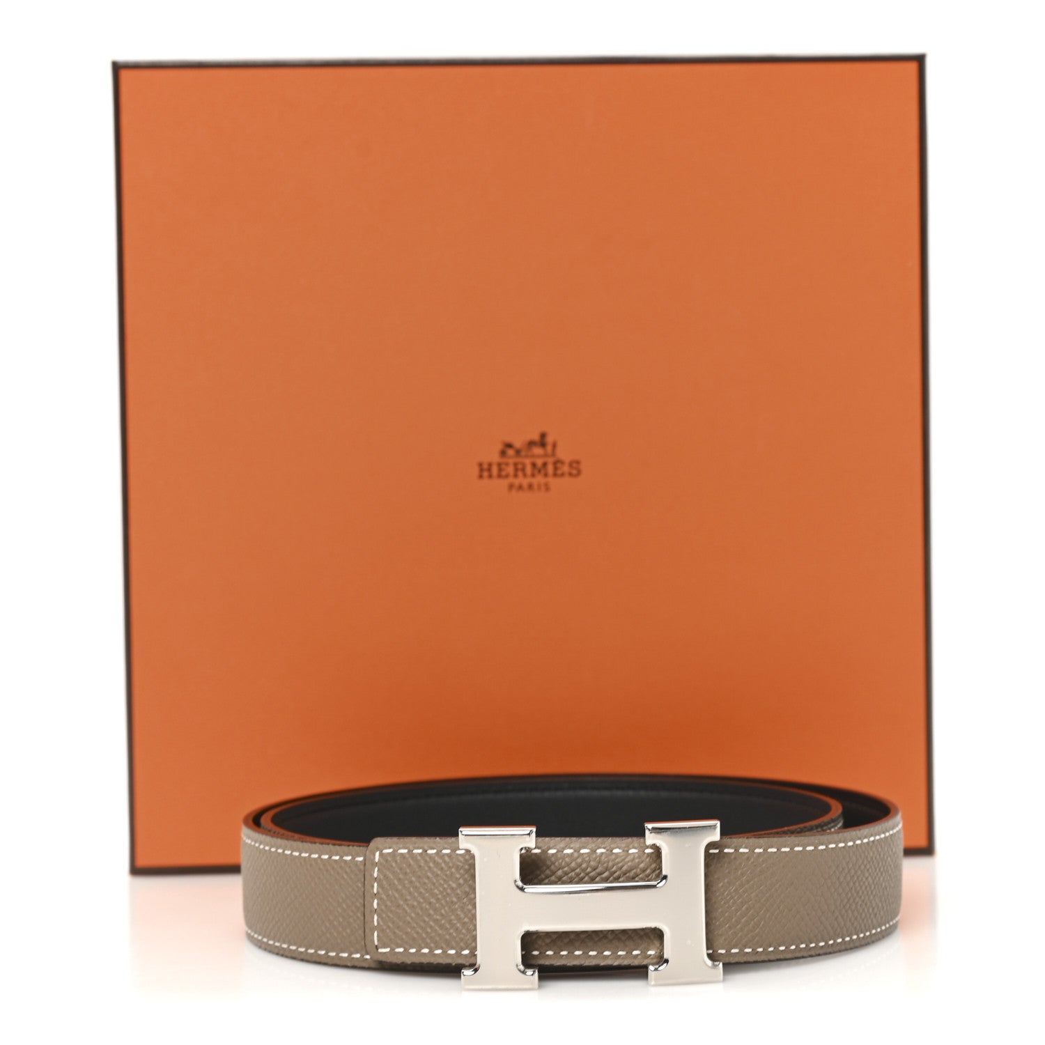 Hermes Swift Epsom 24mm Mini Constance H Belt 75 30 Black Etoupe 5 of 5
