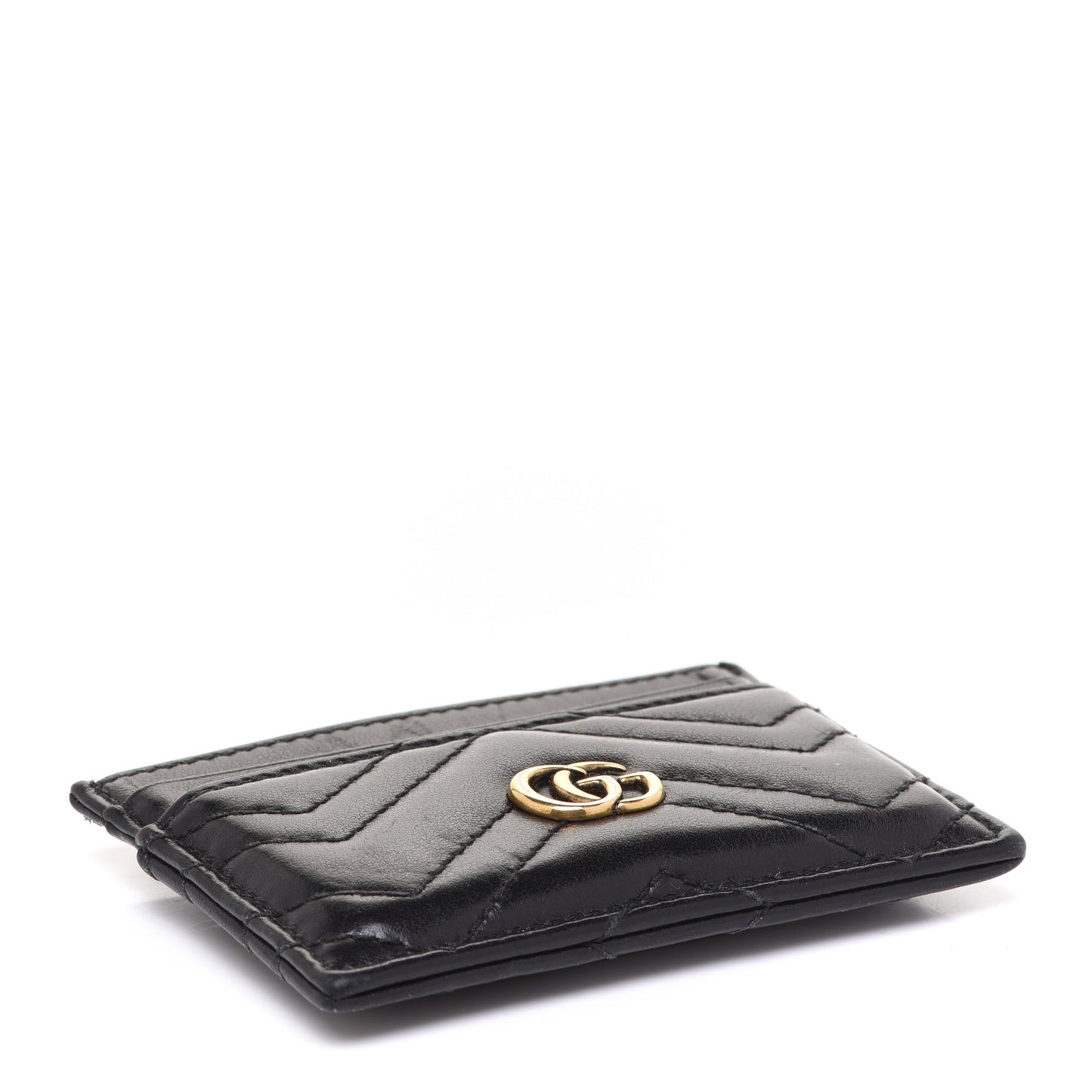 Calfskin Matelasse GG Marmont Card Holder Black