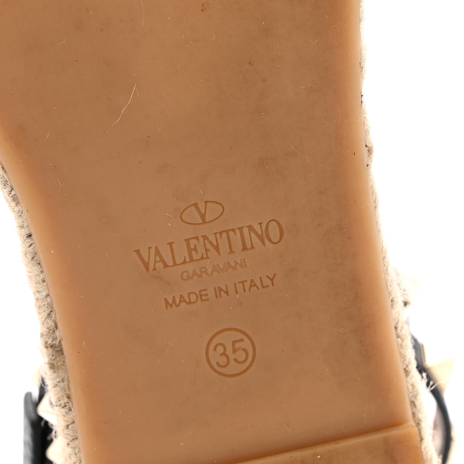 Valentino Garavani Grained Calfskin Rockstud Ankle Wrap Espadrille 20mm Flats 35 Navy 7 of 10