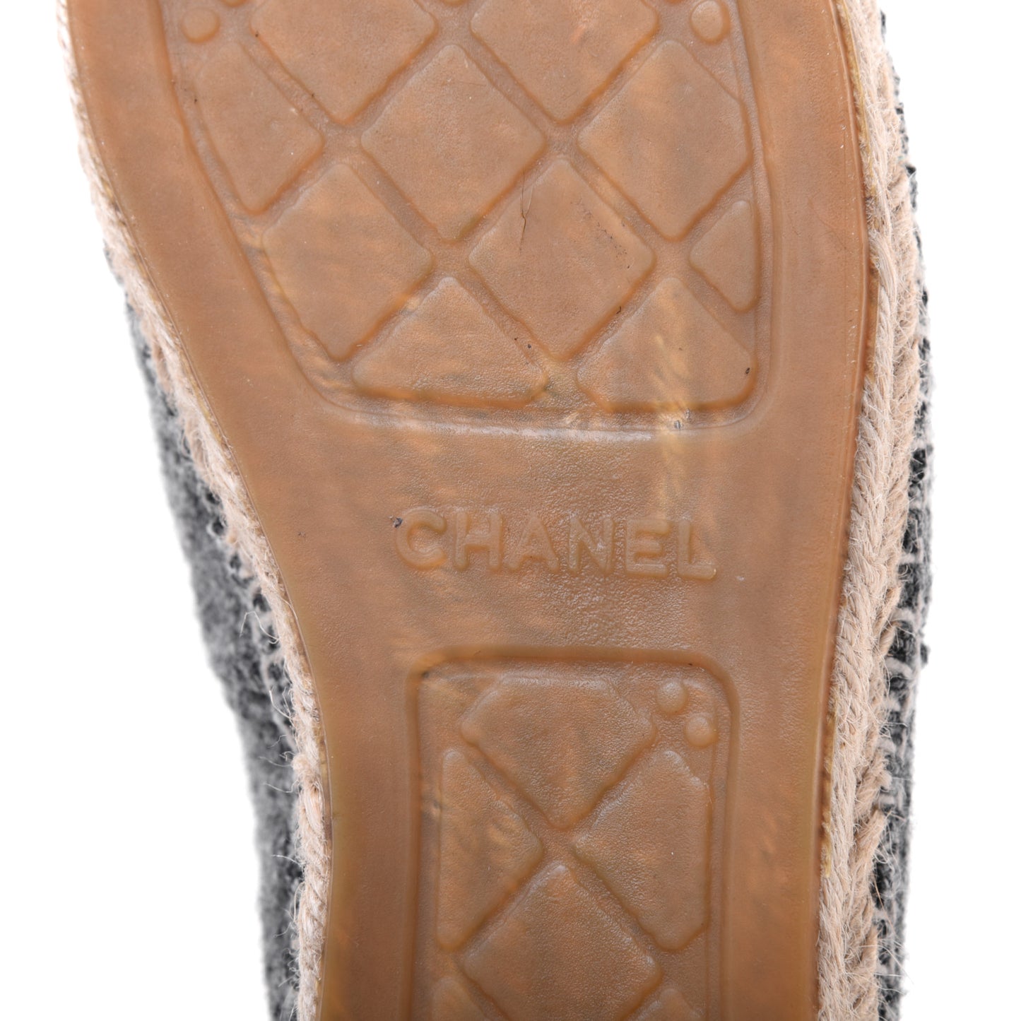 Tweed Velvet CC Espadrilles 41 Grey Black