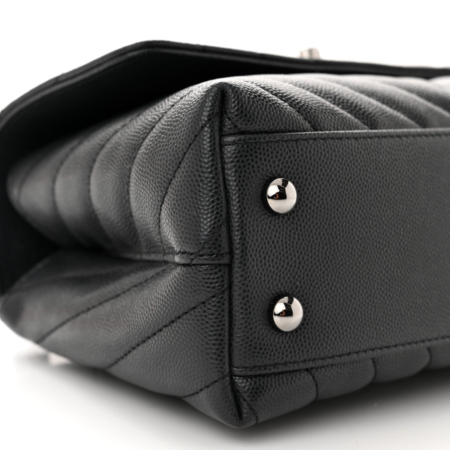 Chanel Caviar Chevron Quilted Mini Coco Handle Flap Dark Grey 9 of 10