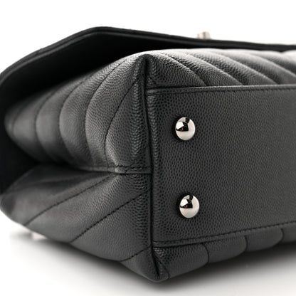 Chanel Caviar Chevron Quilted Mini Coco Handle Flap Dark Grey 9 of 10