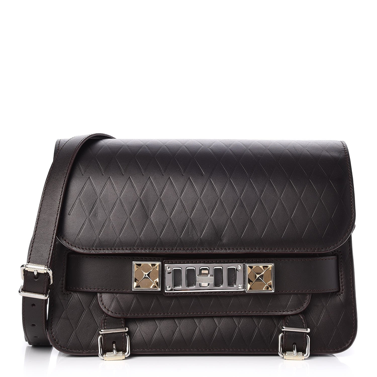 Proenza Schouler Calfskin Embossed Crosshatch PS11 Classic Shoulder Bag Burgundy 1 of 8
