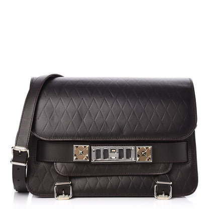 Proenza Schouler Calfskin Embossed Crosshatch PS11 Classic Shoulder Bag Burgundy 1 of 8