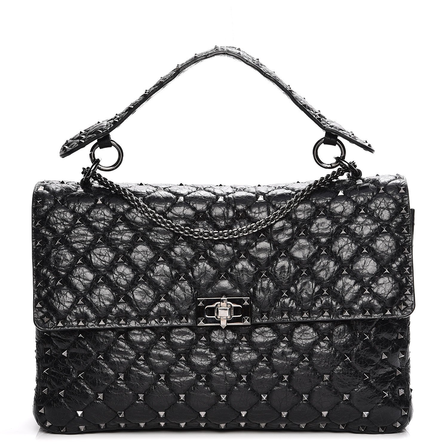 Valentino Garavani Lambskin Medium Rockstud Spike Shoulder Bag Black 1 of 7