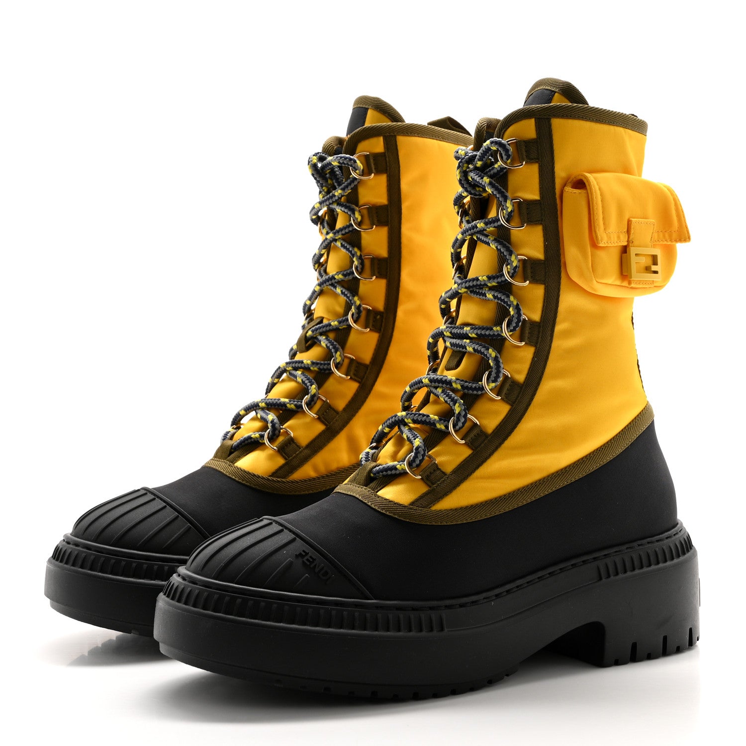 Fendi Nylon Baguette Domino 50mm Biker Boots 37 Mimosa Black 3 of 8