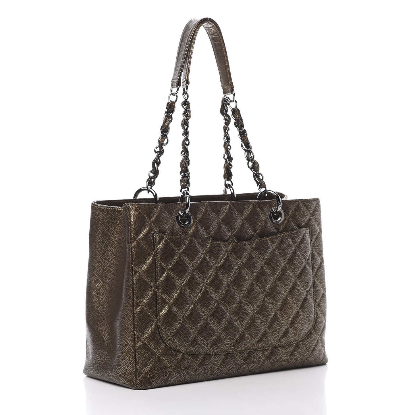 Metallic Caviar Quilted Grand Shopping Tote GST Bronze