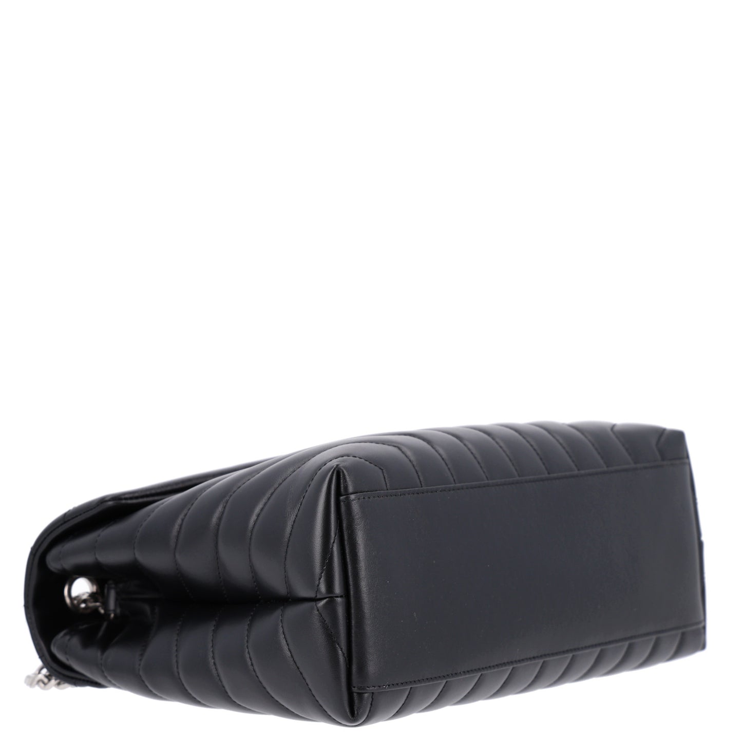 Calfskin Y Quilted Monogram Medium Loulou Chain Satchel Black