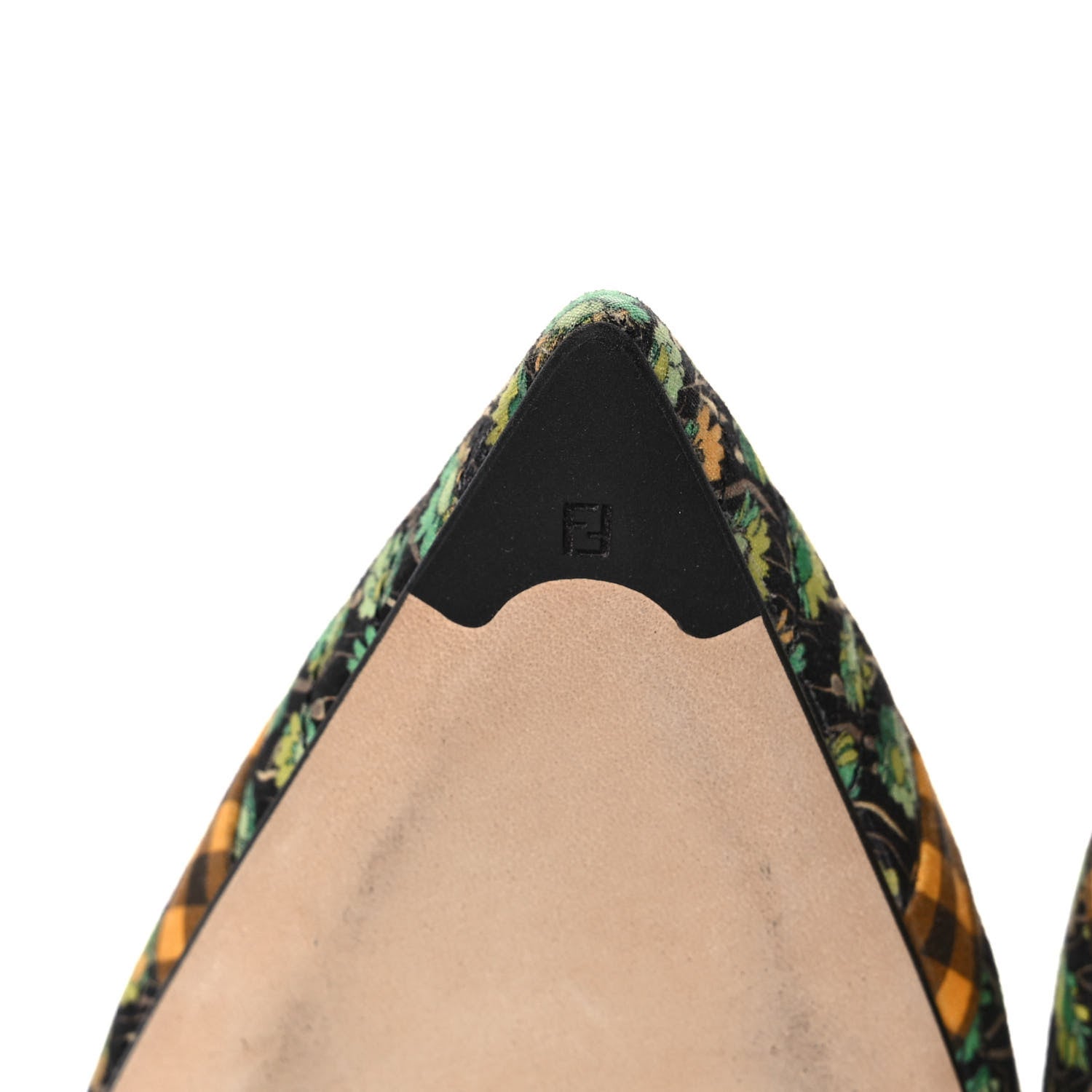 Fendi Cotton Printed Colibri 85mm Slingback Pumps 38 Moro Sunflower 7 of 9