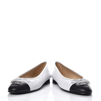 Chanel Lambskin Cap Toe Ballerina Flats 38 White Black 6 of 16