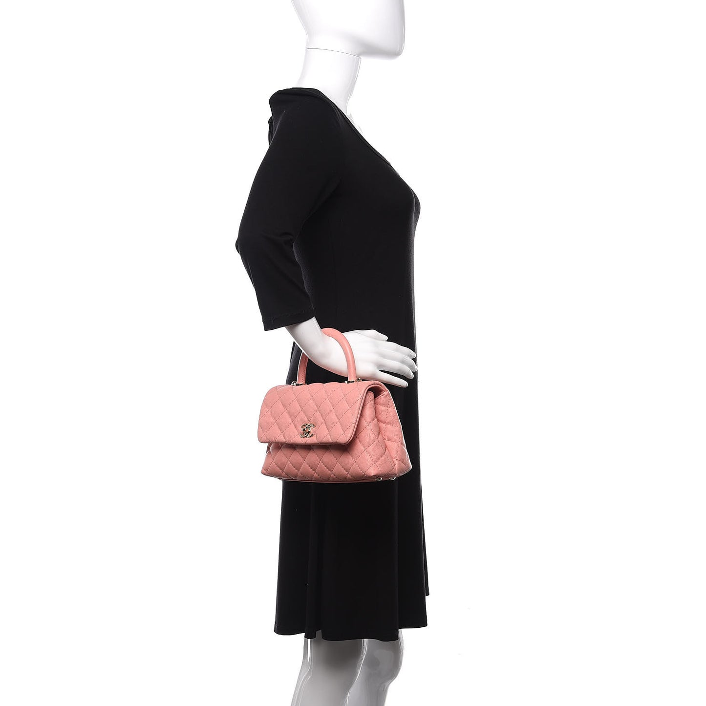 Caviar Quilted Mini Coco Handle Flap Pink