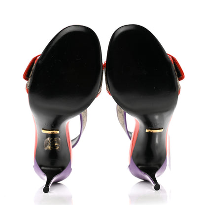 Gucci GG Monogram Open Toe Pumps 36.5 Beige Ebony Sun Orange Shine Purple 5 of 9