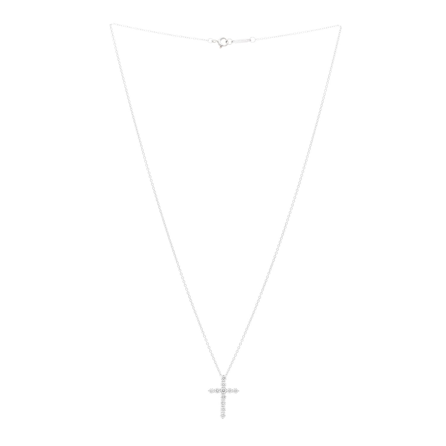 Platinum Diamond Small Cross Pendant Necklace