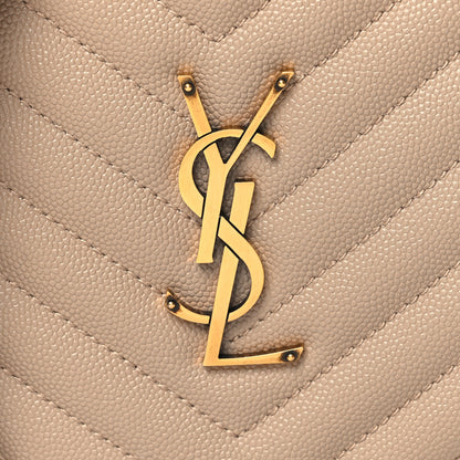 Saint Laurent Grain De Poudre Matelasse Chevron Quilted Round Vinyle Camera Bag Dark Beige 8 of 11