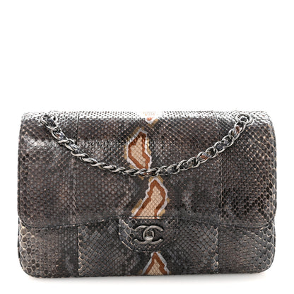 Chanel Metallic Snakeskin Jumbo Double Flap Blue 1 of 10